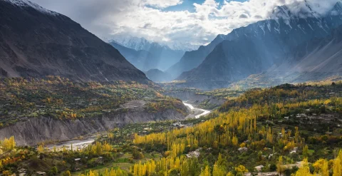 Areal view of hunza in autumn