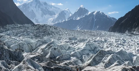Passu glacier in surrounded by Karakoram mountain range, Gilgit